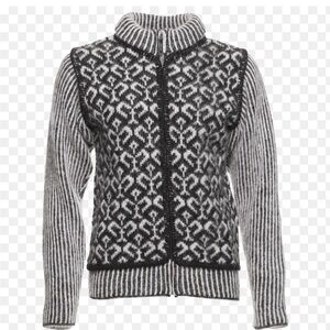 ICEWEAR Pure Icelandic Wool Women's Front zip Sweater in Black / white